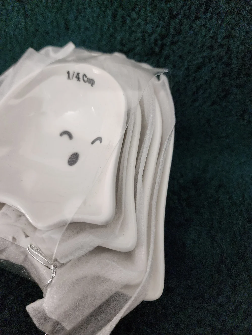 White stacked Ceramic Ghost-Themed Halloween Measuring Cups